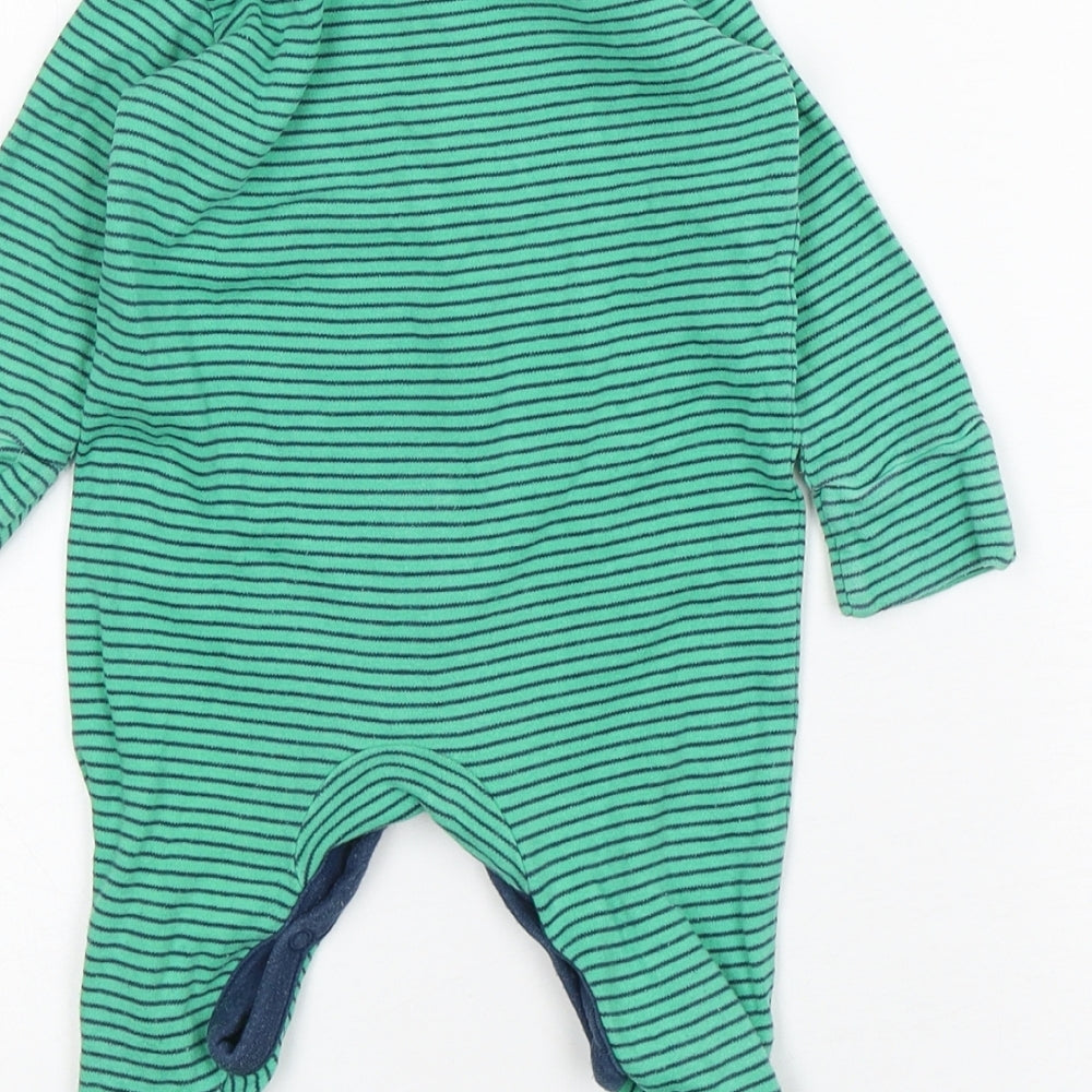 NEXT Boys Green Striped Cotton Babygrow One-Piece Size 3-6 Months  Snap