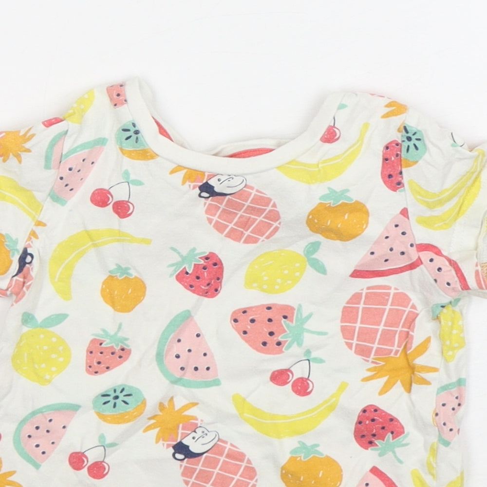 Marks and Spencer Girls Multicoloured Geometric Cotton Basic T-Shirt Size 4-5 Years Round Neck Pullover