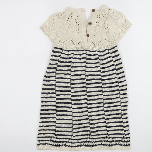 NEXT Womens Multicoloured Striped Cotton Jumper Dress  Size 50  Round Neck Pullover
