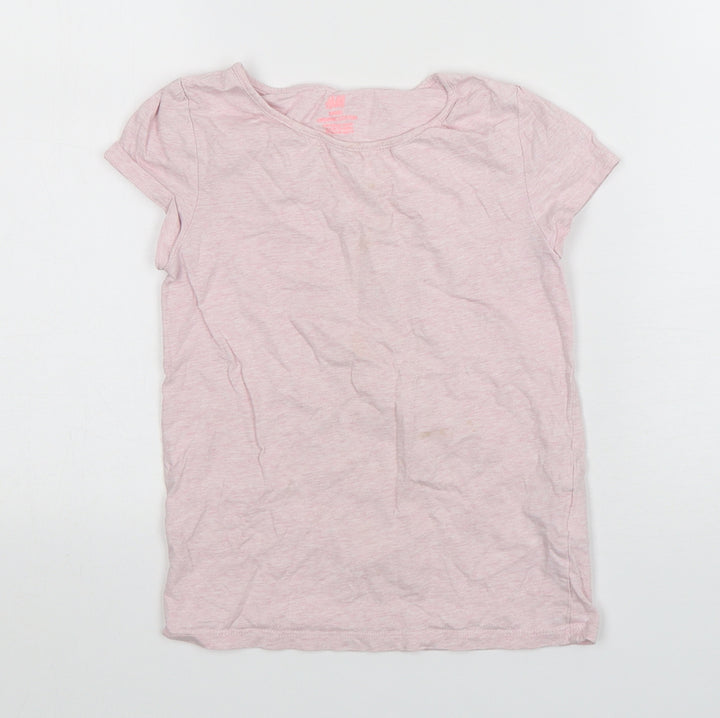 H&M Girls Pink Cotton Basic T-Shirt Size 7-8 Years Round Neck Pullover