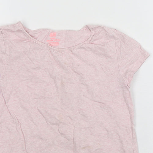 H&M Girls Pink  Cotton Basic T-Shirt Size 7-8 Years Round Neck Pullover