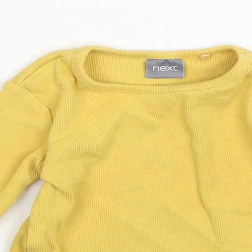 NEXT Girls Yellow  Cotton Basic T-Shirt Size 3-6 Months Round Neck Pullover
