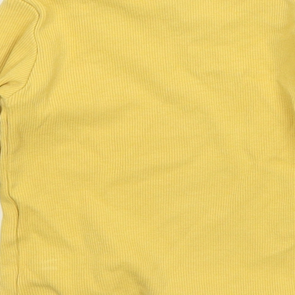 NEXT Girls Yellow  Cotton Basic T-Shirt Size 3-6 Months Round Neck Pullover