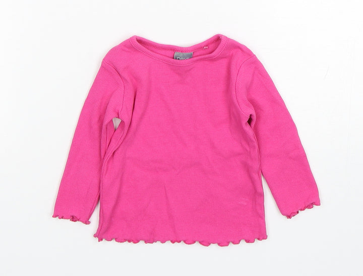 NEXT Girls Pink  Cotton Basic T-Shirt Size 3-6 Months Round Neck Pullover