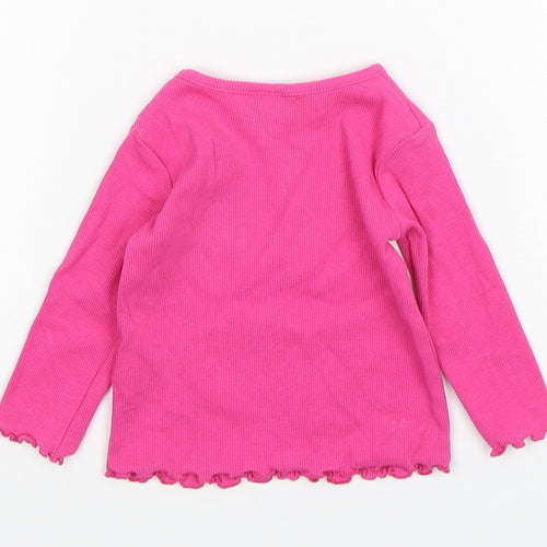 NEXT Girls Pink  Cotton Basic T-Shirt Size 3-6 Months Round Neck Pullover