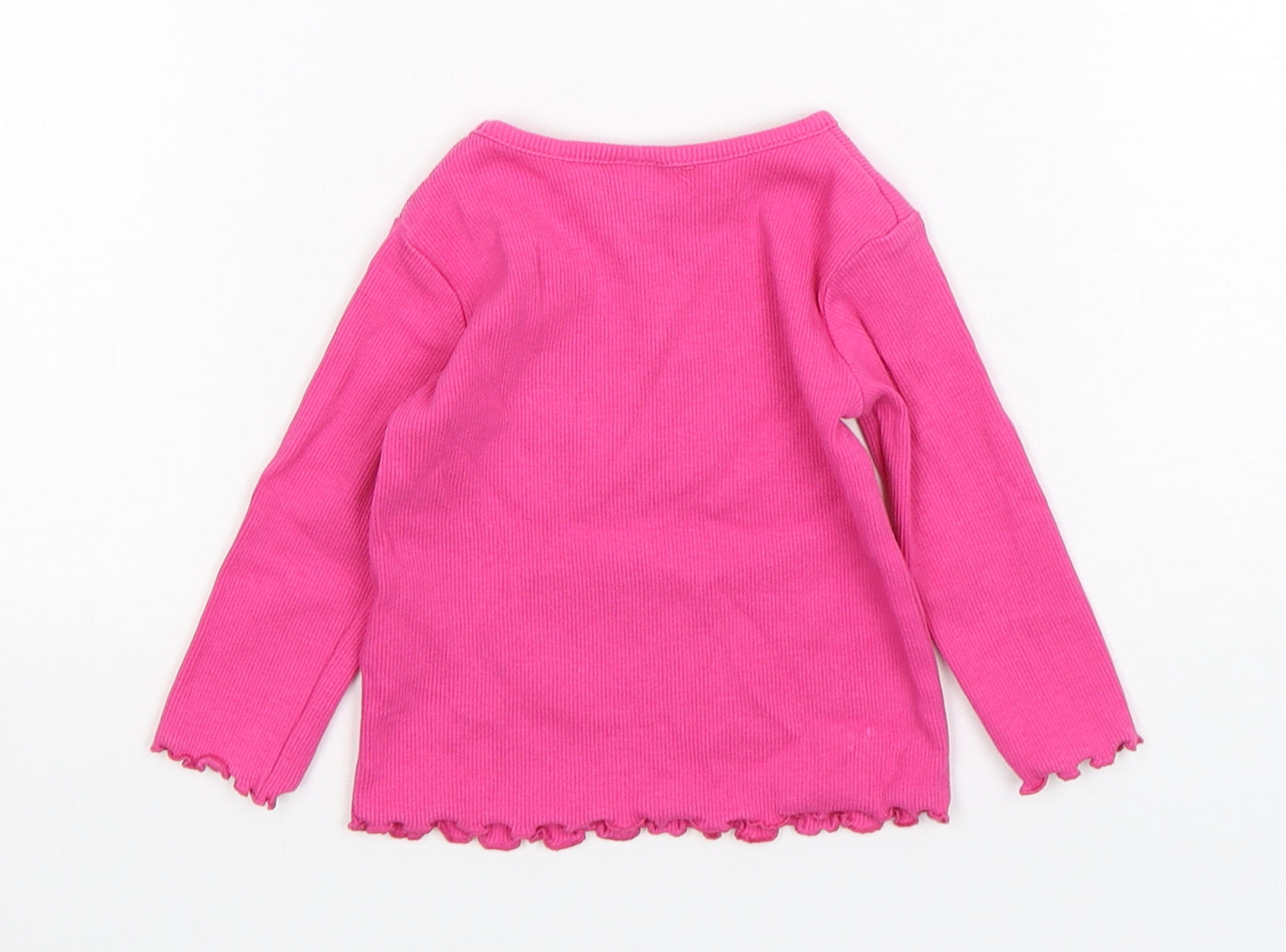 NEXT Girls Pink  Cotton Basic T-Shirt Size 3-6 Months Round Neck Pullover