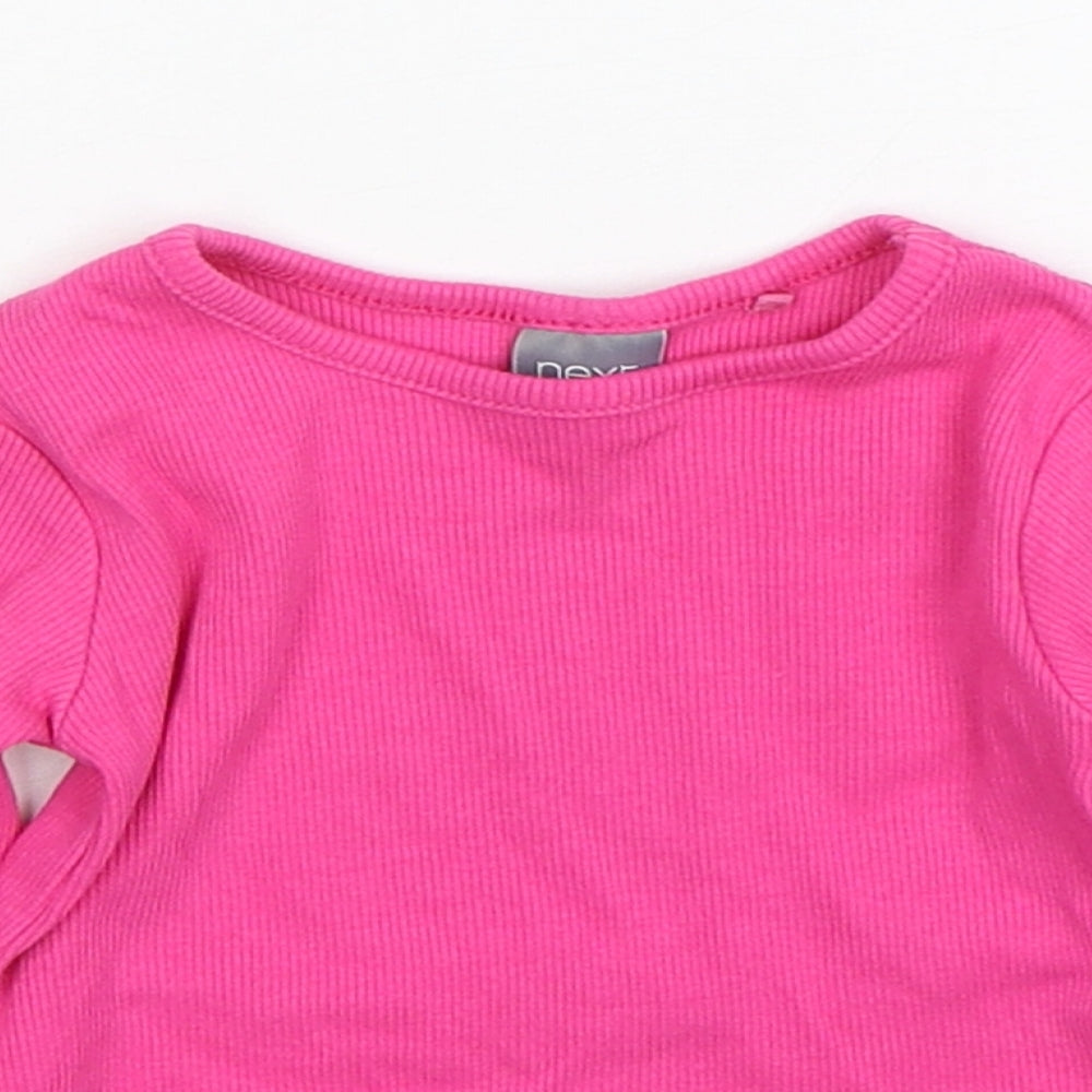 NEXT Girls Pink  Cotton Basic T-Shirt Size 3-6 Months Round Neck Pullover