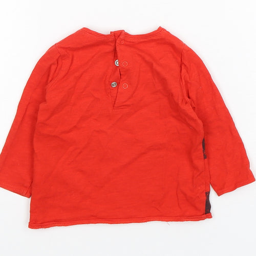 NEXT Boys Red Geometric Cotton Basic T-Shirt Size 3-6 Months Round Neck Pullover - Tiger Print