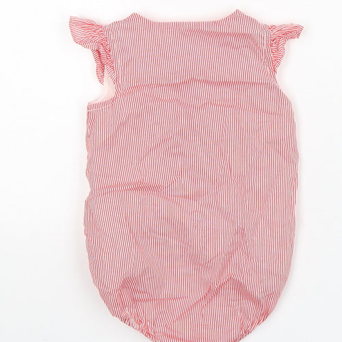 Marks and Spencer Baby Red Striped Cotton Leotard One-Piece Size 3-6 Months  Snap