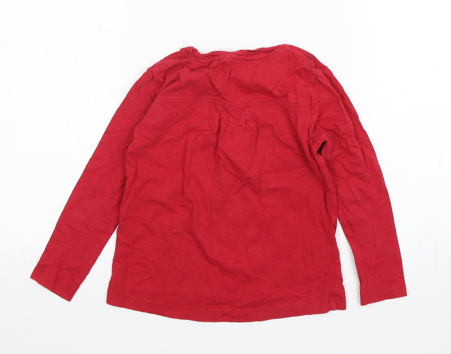 Name It  Girls Red  Cotton Basic T-Shirt Size 6 Years Round Neck Pullover