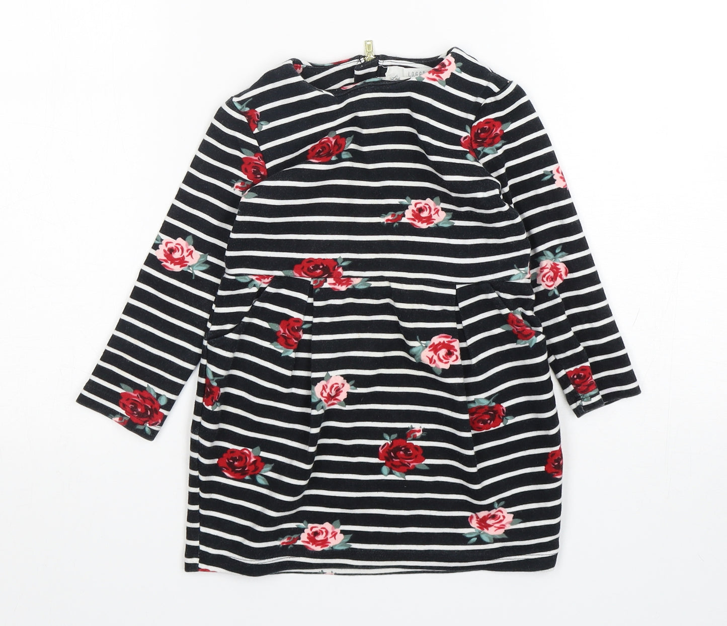 H&M Girls Multicoloured Striped Cotton Jumper Dress  Size 3-4 Years  Round Neck Pullover