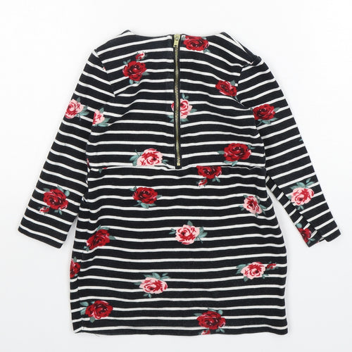 H&M Girls Multicoloured Striped Cotton Jumper Dress  Size 3-4 Years  Round Neck Pullover