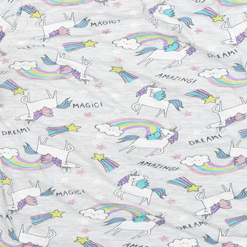 Primark Girls Grey Geometric Cotton Top Pyjama Top Size 5-6 Years  Pullover - unicorn