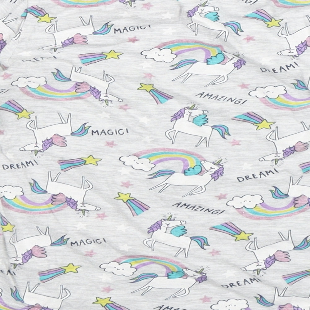 Primark Girls Grey Geometric Cotton Top Pyjama Top Size 5-6 Years  Pullover - unicorn