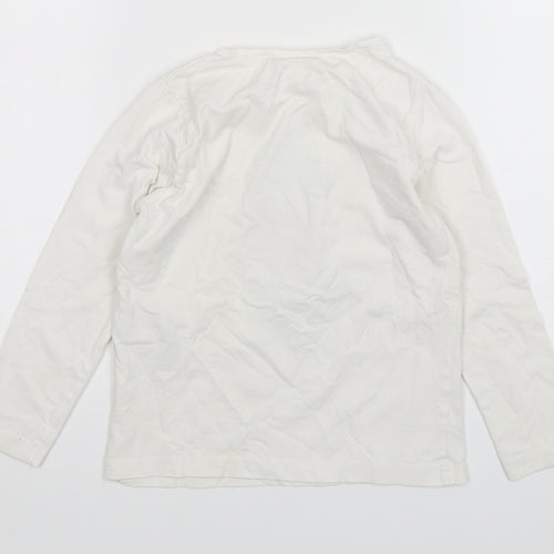 Name It  Girls White  Cotton Basic T-Shirt Size 6 Years Round Neck Pullover
