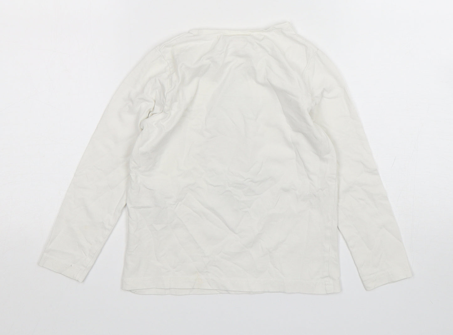Name It  Girls White  Cotton Basic T-Shirt Size 6 Years Round Neck Pullover