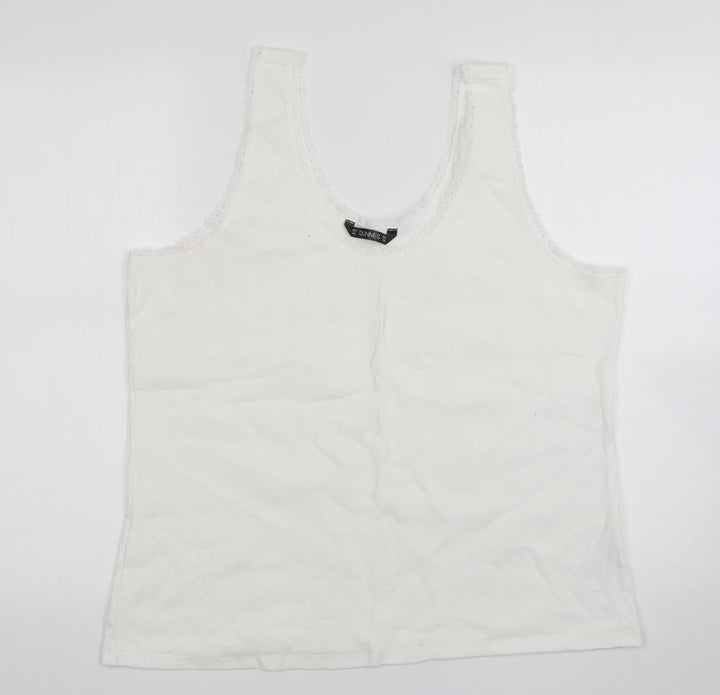 Dunnes Stores Womens White Cotton Basic Tank Size 2XL Round Neck