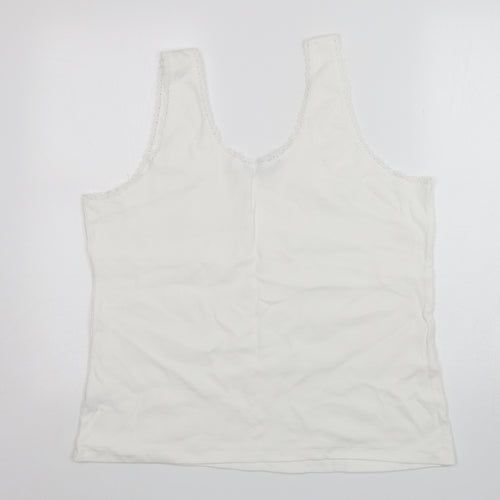 Dunnes Stores Womens White  Cotton Basic Tank Size 2XL Round Neck
