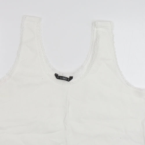 Dunnes Stores Womens White  Cotton Basic Tank Size 2XL Round Neck