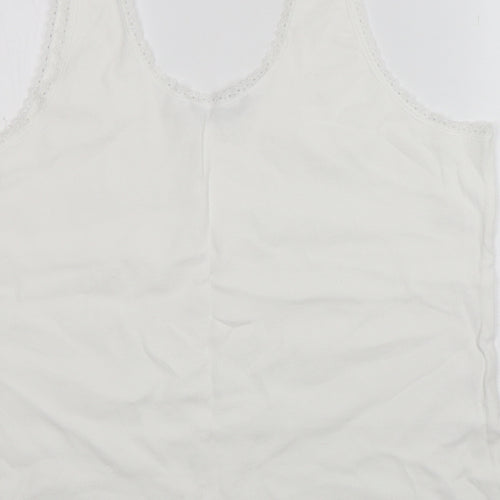 Dunnes Stores Womens White  Cotton Basic Tank Size 2XL Round Neck