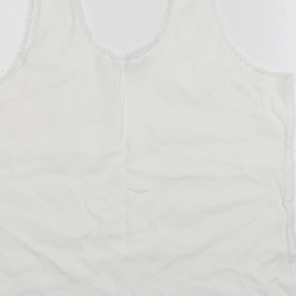 Dunnes Stores Womens White  Cotton Basic Tank Size 2XL Round Neck