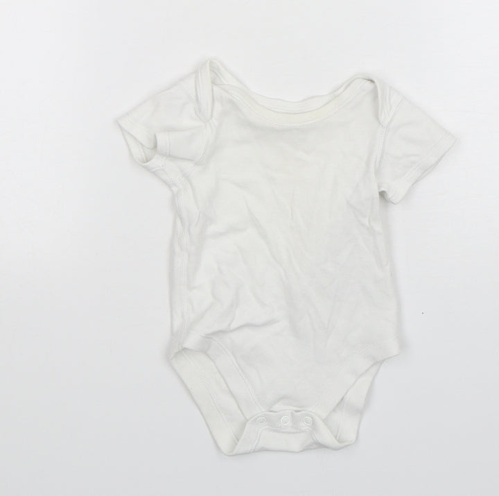 Marks and Spencer Baby White Cotton Leotard One-Piece Size 3-6 Months Snap