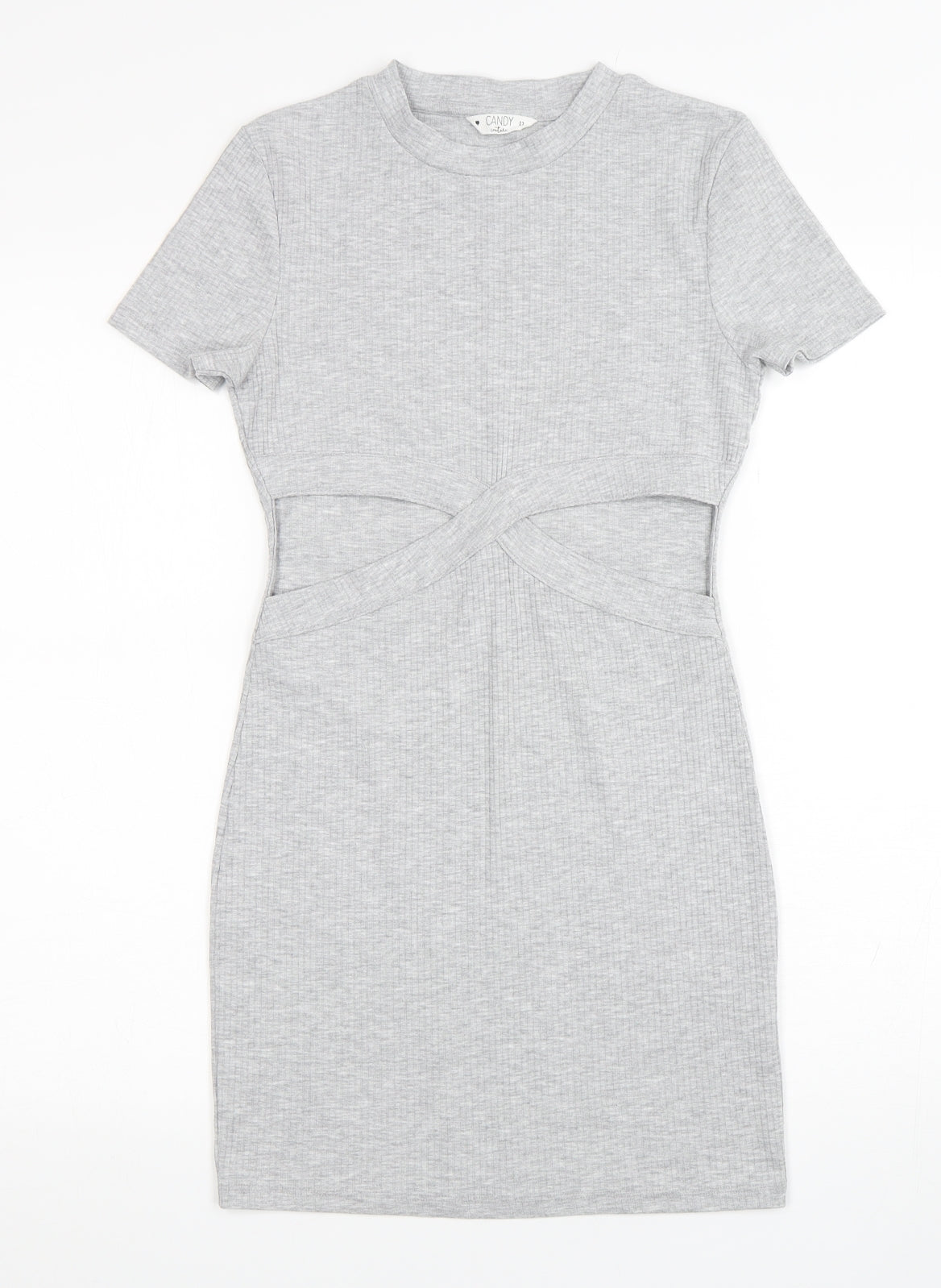 Candy Couture Girls Grey  Polyester Pencil Dress  Size 12 Years  Round Neck Pullover