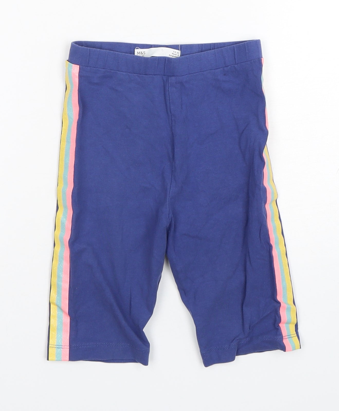 Marks and Spencer Girls Blue  Cotton Biker Shorts Size 5-6 Years  Regular