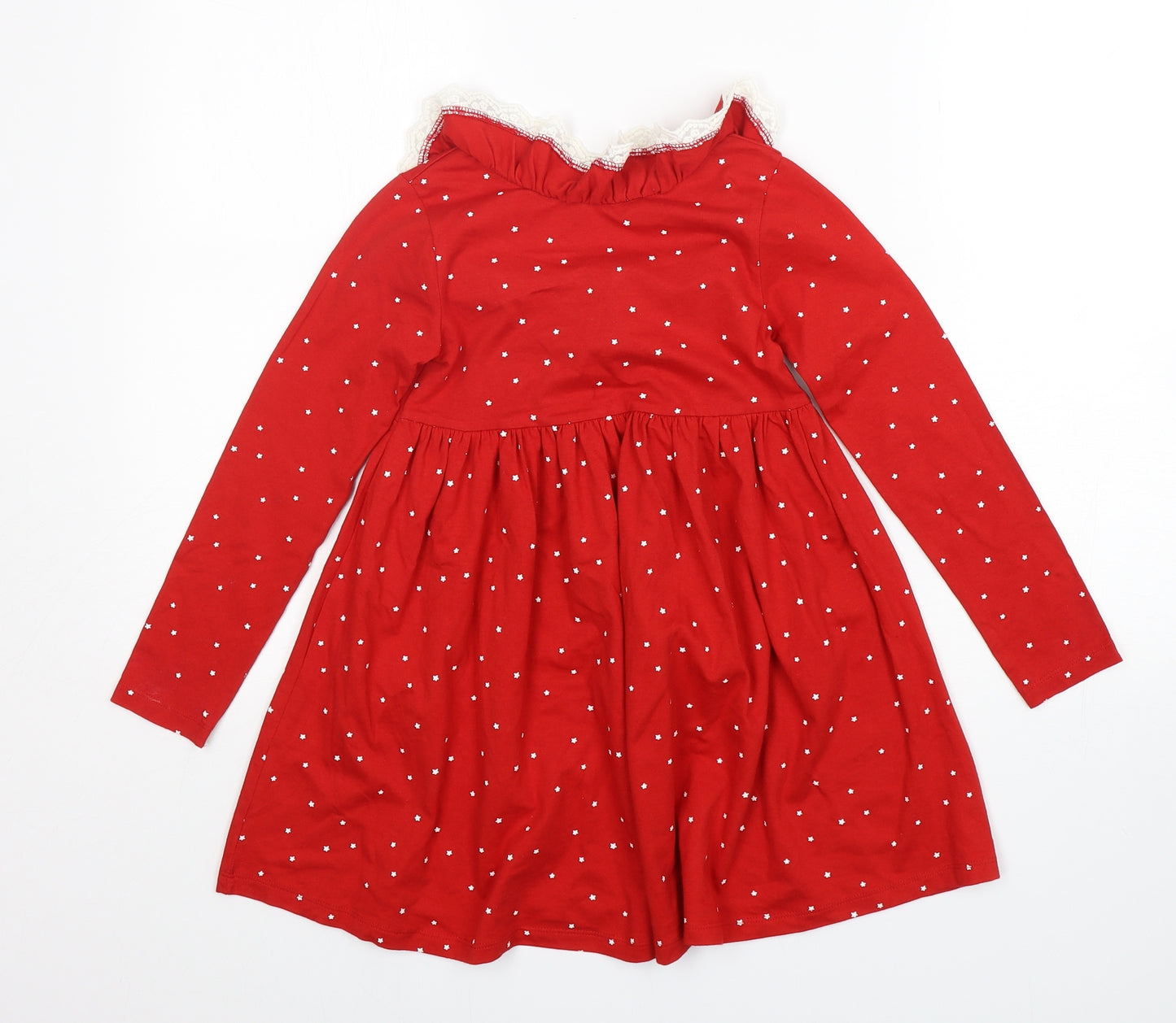 Leigh Tucker Girls Red Polka Dot Cotton A-Line  Size 5-6 Years  Round Neck Pullover