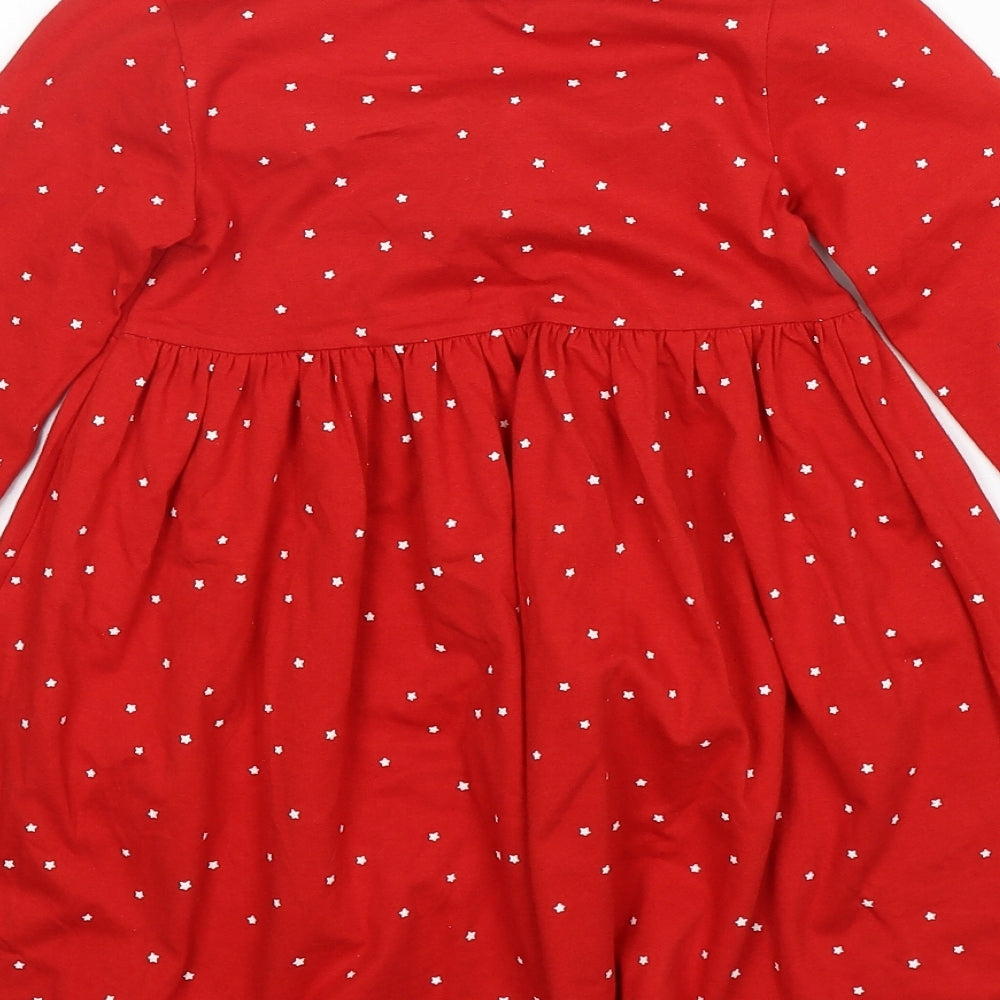 Leigh Tucker Girls Red Polka Dot Cotton A-Line  Size 5-6 Years  Round Neck Pullover