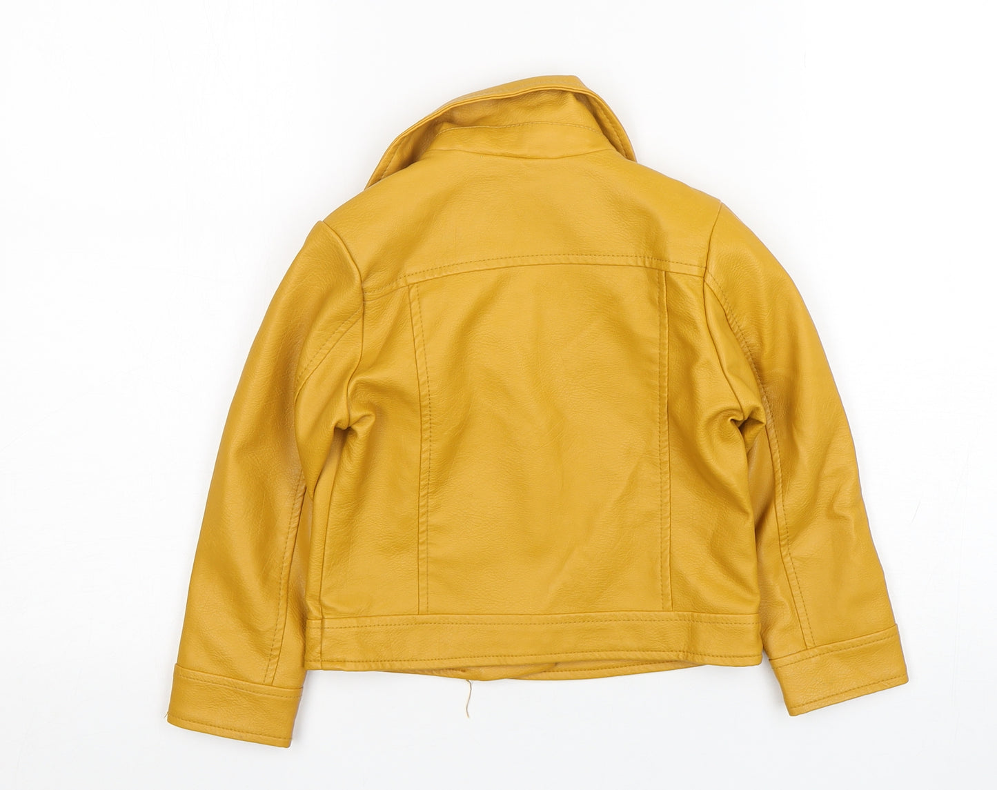 Primark Girls Yellow   Biker Jacket Size 3-4 Years  Zip