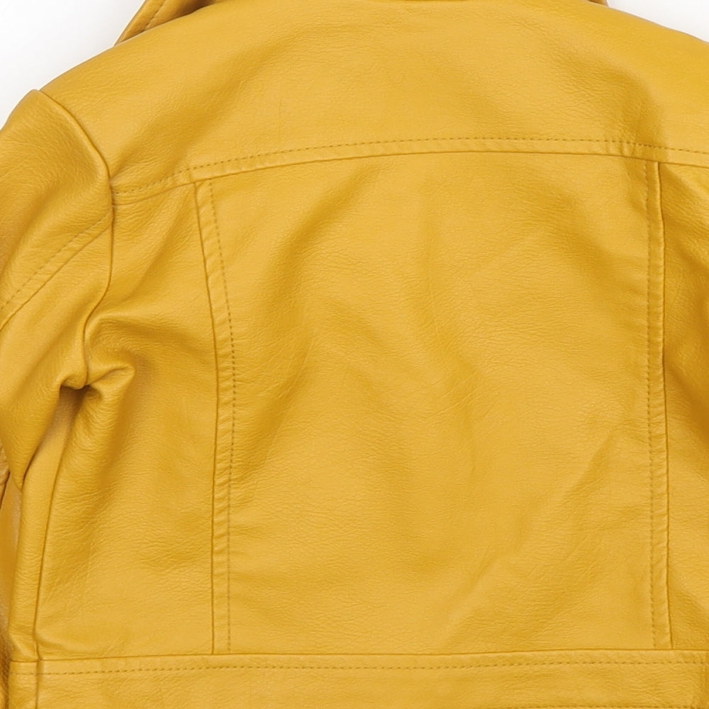 Primark Girls Yellow   Biker Jacket Size 3-4 Years  Zip