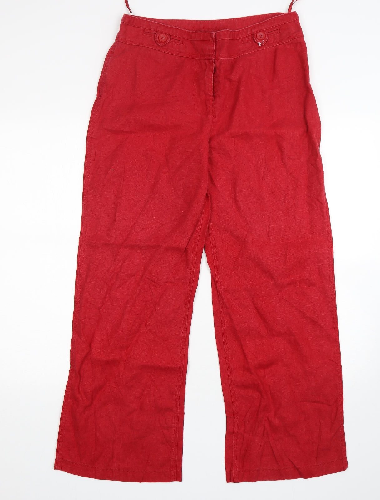 Per Una  Womens Red  Linen Trousers  Size 12 L29 in Regular