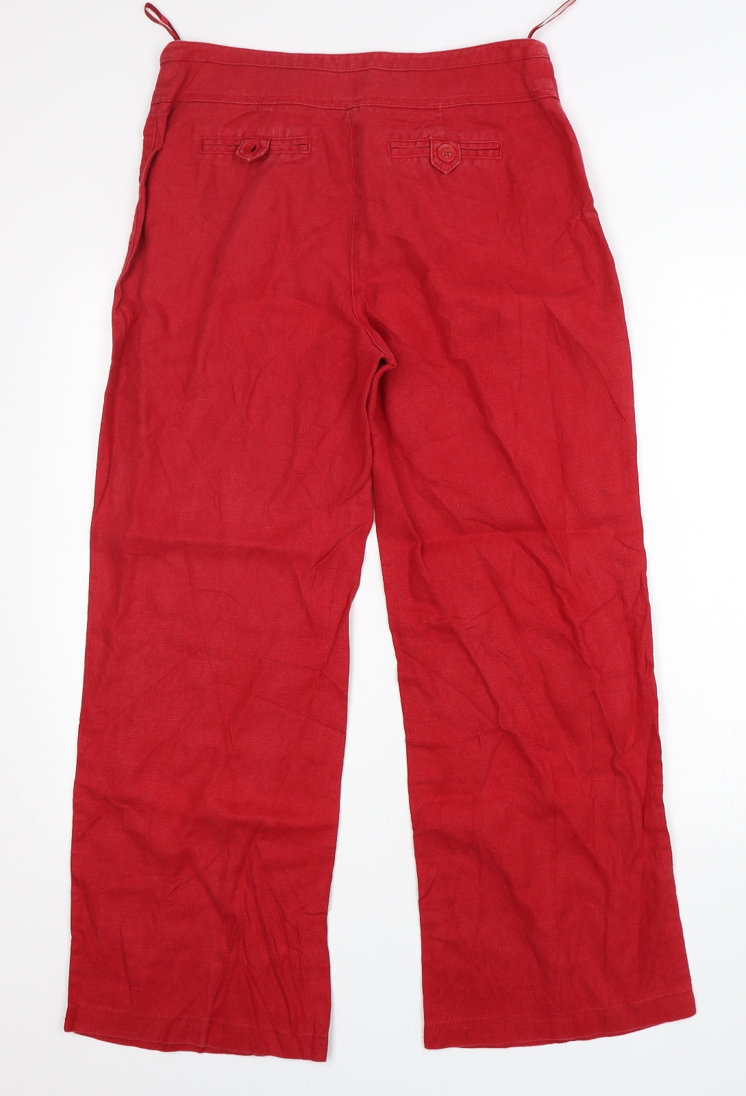 Per Una  Womens Red  Linen Trousers  Size 12 L29 in Regular