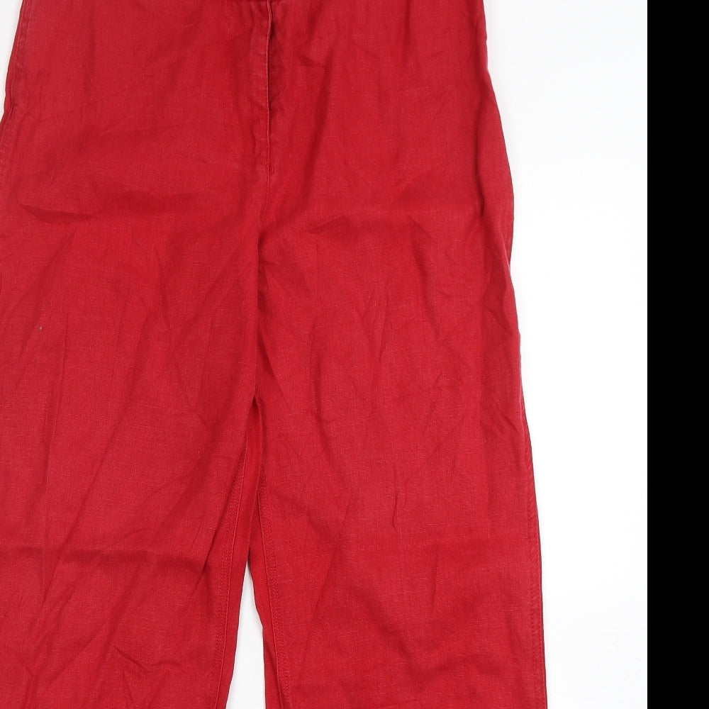 Per Una  Womens Red  Linen Trousers  Size 12 L29 in Regular