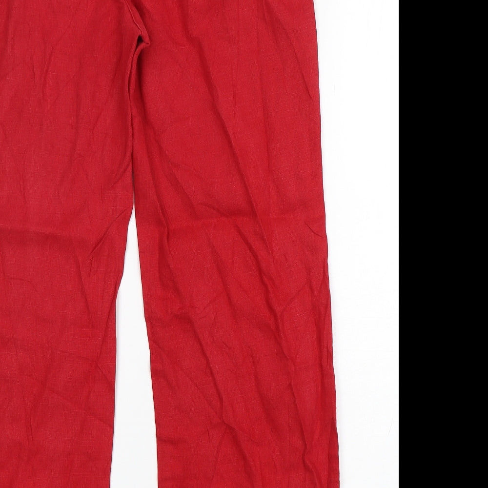 Per Una  Womens Red  Linen Trousers  Size 12 L29 in Regular
