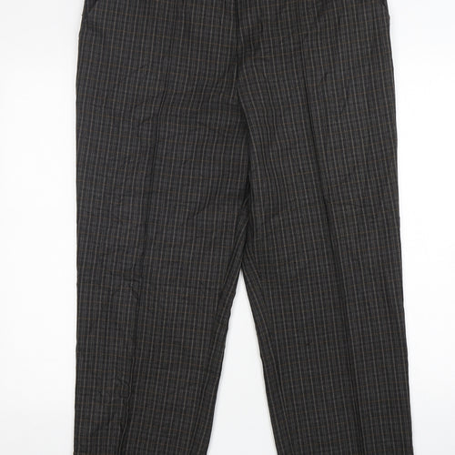 Marks and Spencer Womens Multicoloured Check Polyester Trousers  Size 16 L27 in Regular