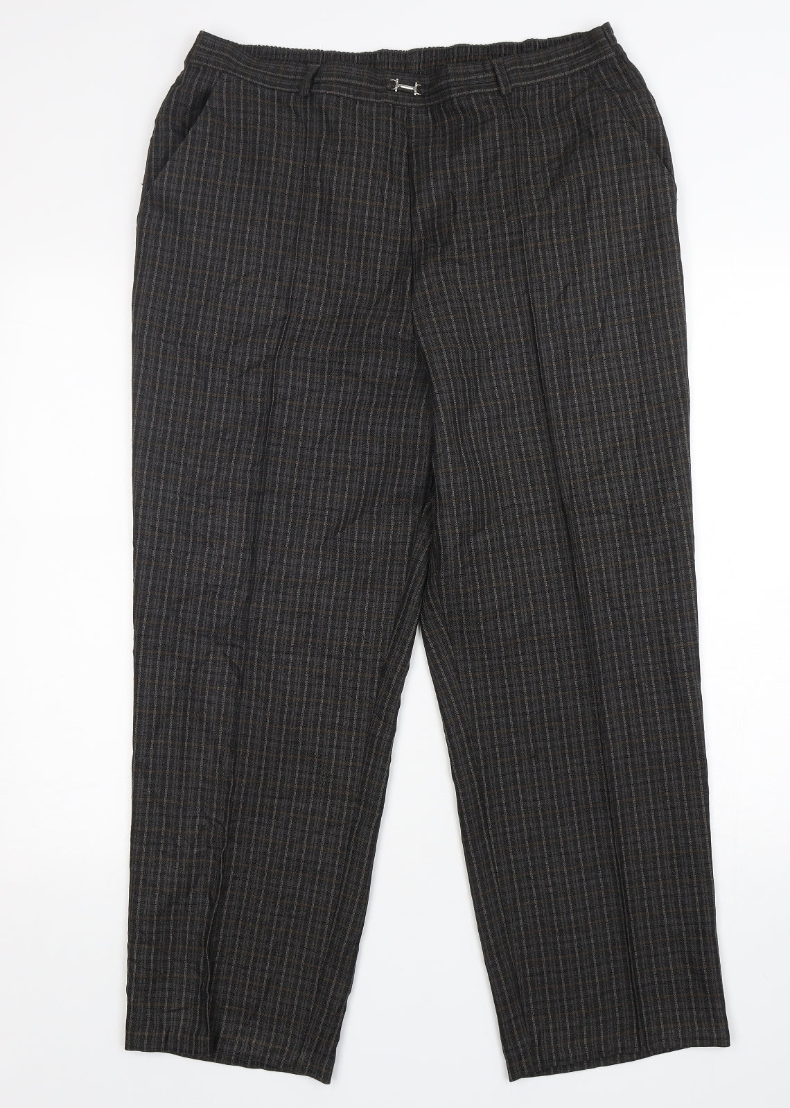 Marks and Spencer Womens Multicoloured Check Polyester Trousers  Size 16 L27 in Regular
