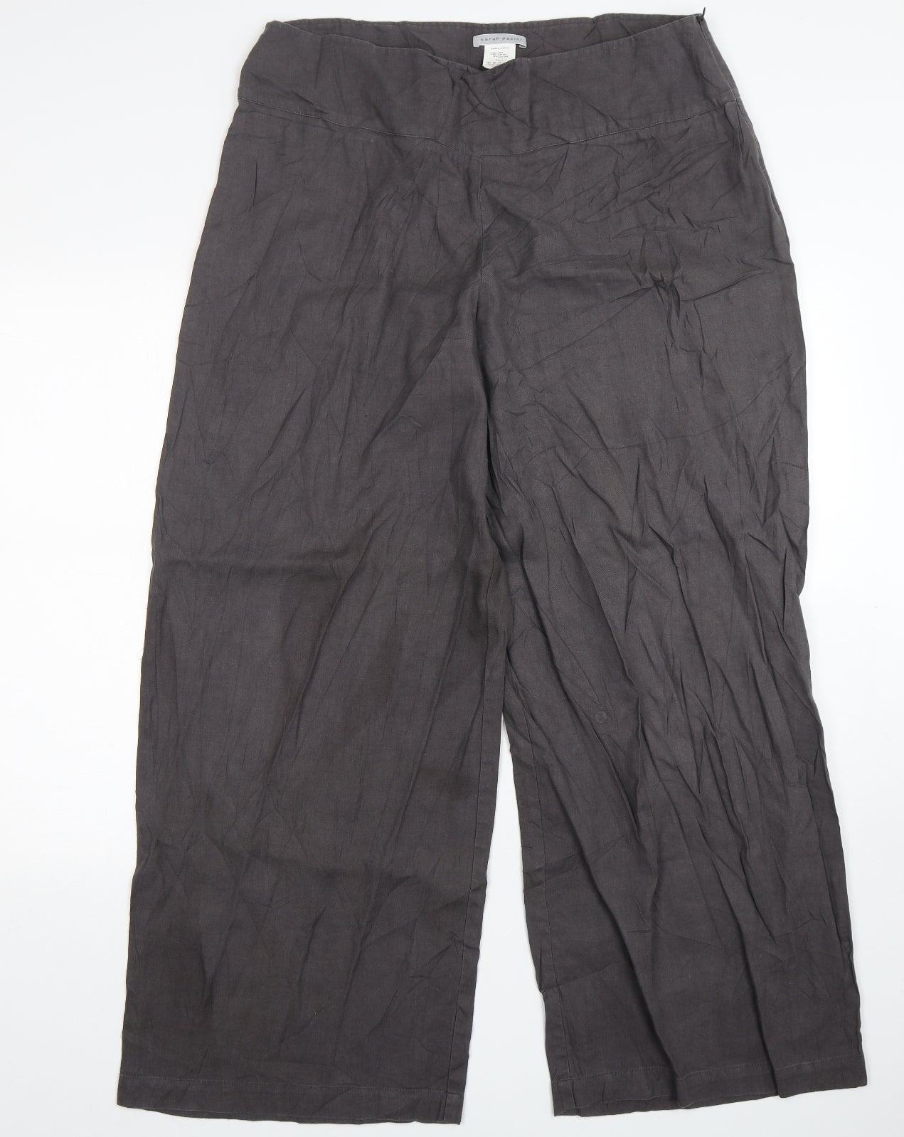 Sarah Pacini Womens Grey  Linen Trousers  Size 18 L30 in Regular