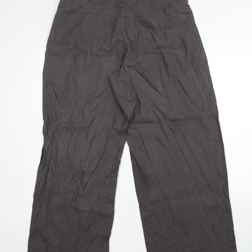 Sarah Pacini Womens Grey  Linen Trousers  Size 18 L30 in Regular