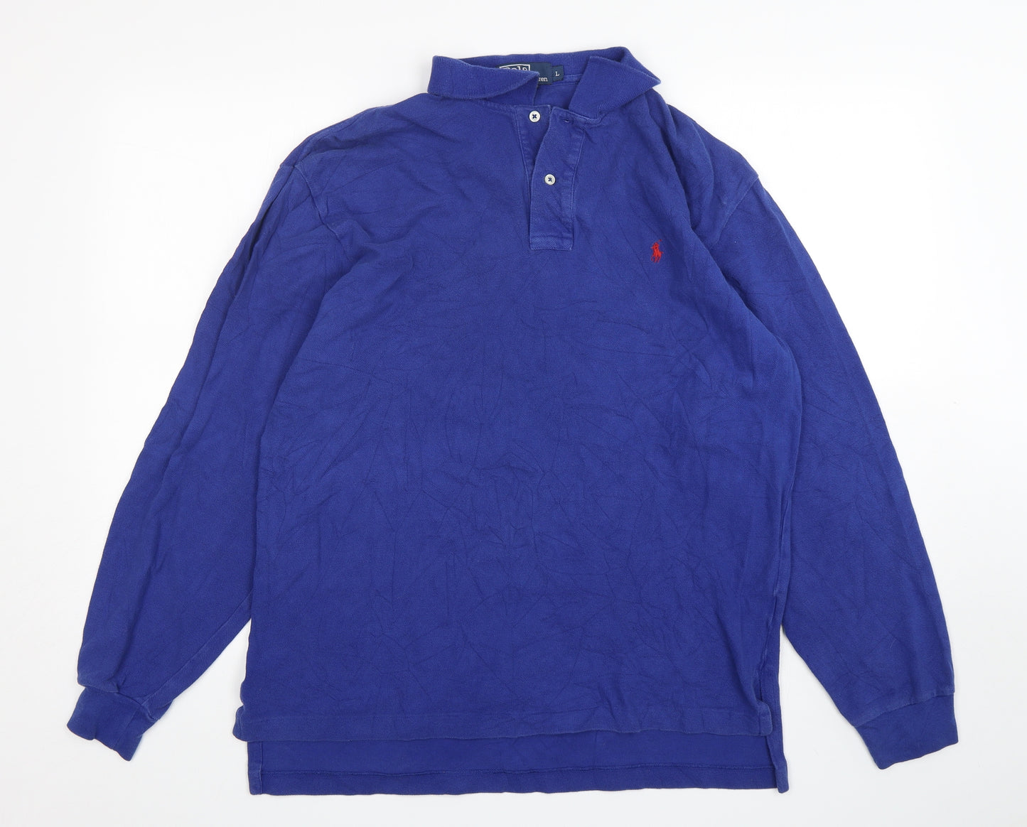 Polo Ralph Lauren Mens Blue  Cotton  Polo Size L Collared Pullover