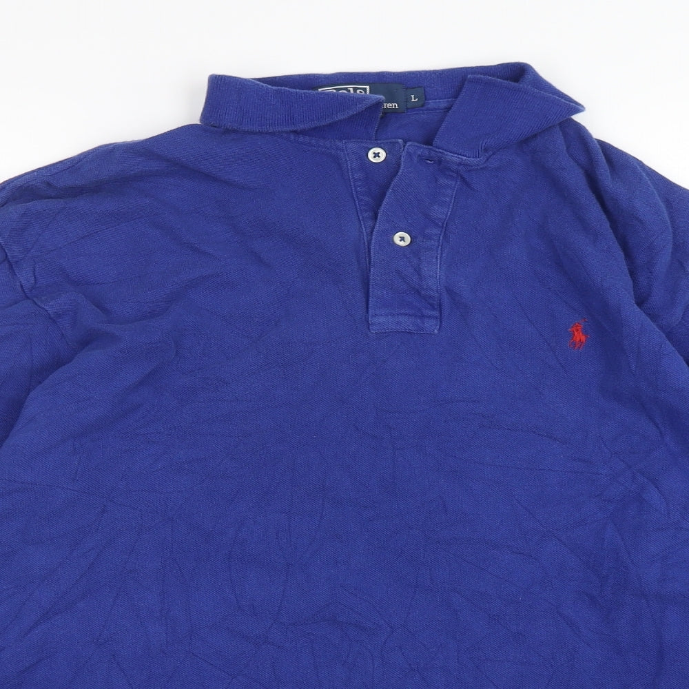 Polo Ralph Lauren Mens Blue  Cotton  Polo Size L Collared Pullover