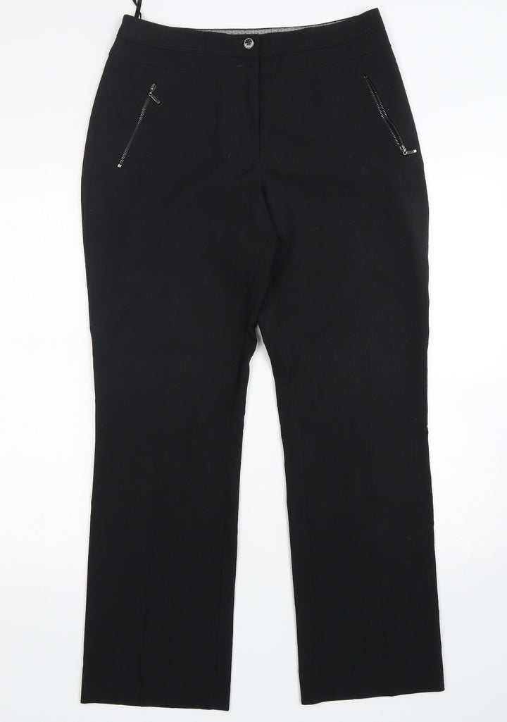 M&Co Womens Black Polyester Trousers Size 10 L29 in Regular