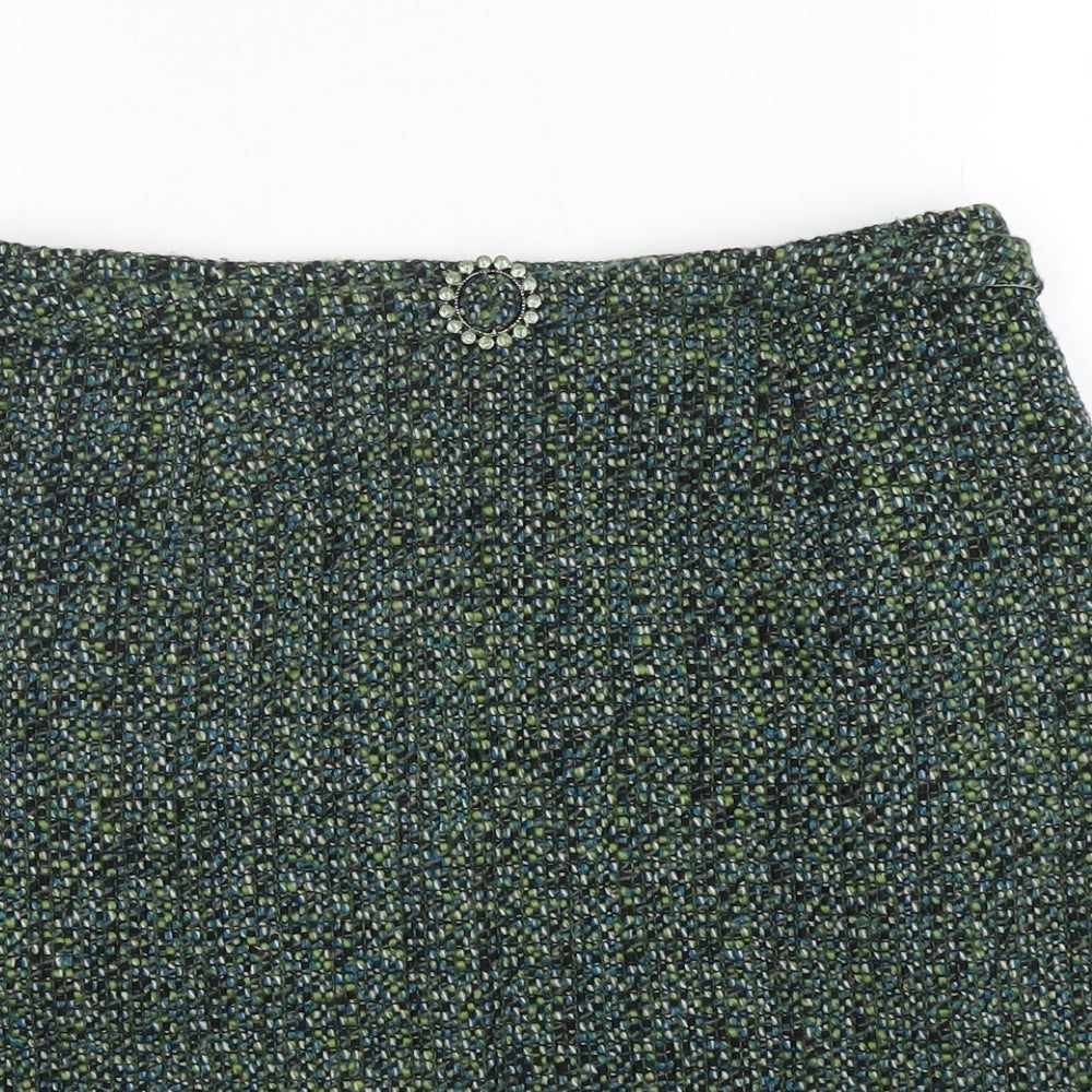 Kaliko Womens Green  Wool A-Line Skirt Size 10
