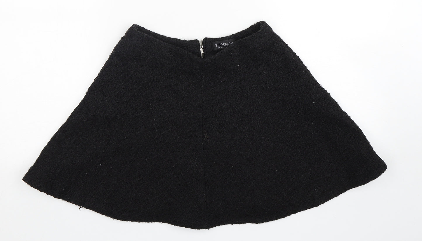Topshop Womens Black  Polyester Mini Skirt Size 8