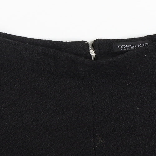 Topshop Womens Black  Polyester Mini Skirt Size 8