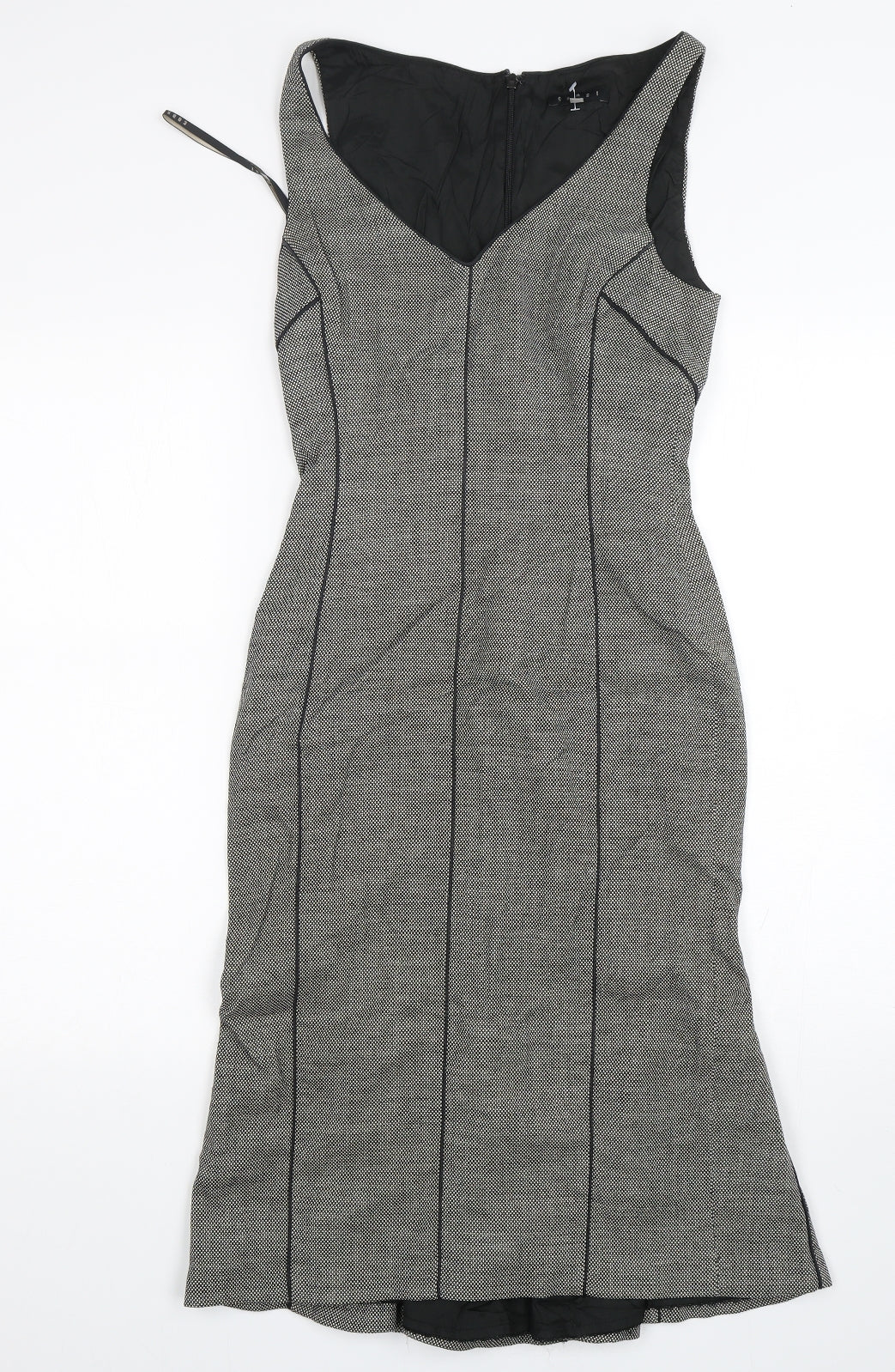 Coast Womens Grey  Wool Pencil Dress  Size 10  V-Neck