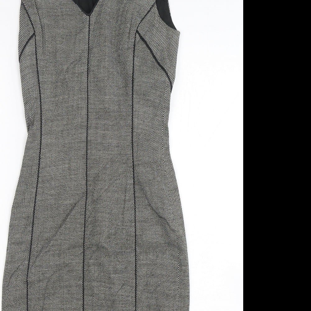 Coast Womens Grey  Wool Pencil Dress  Size 10  V-Neck