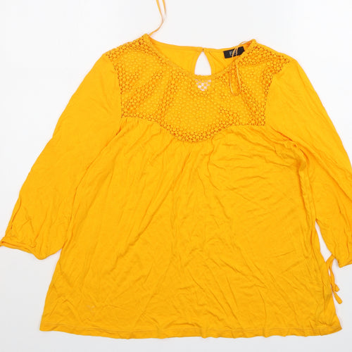 F&F Womens Orange  Viscose Basic T-Shirt Size 10 Round Neck
