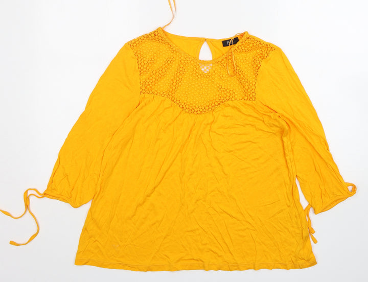 F&F Womens Orange Viscose Basic T-Shirt Size 10 Round Neck